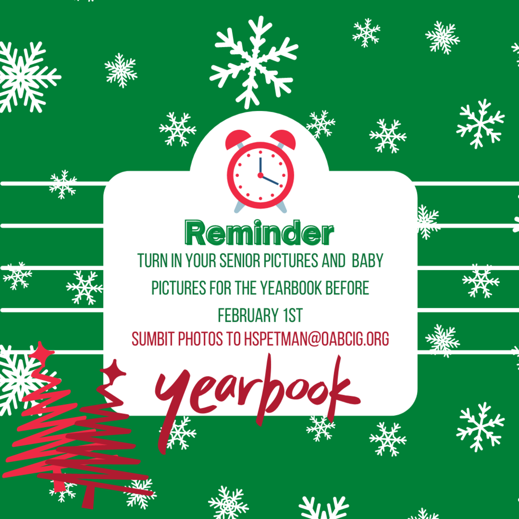 The yearbook needs all Senior pictures and Senior baby pictures submitted by February 1st!